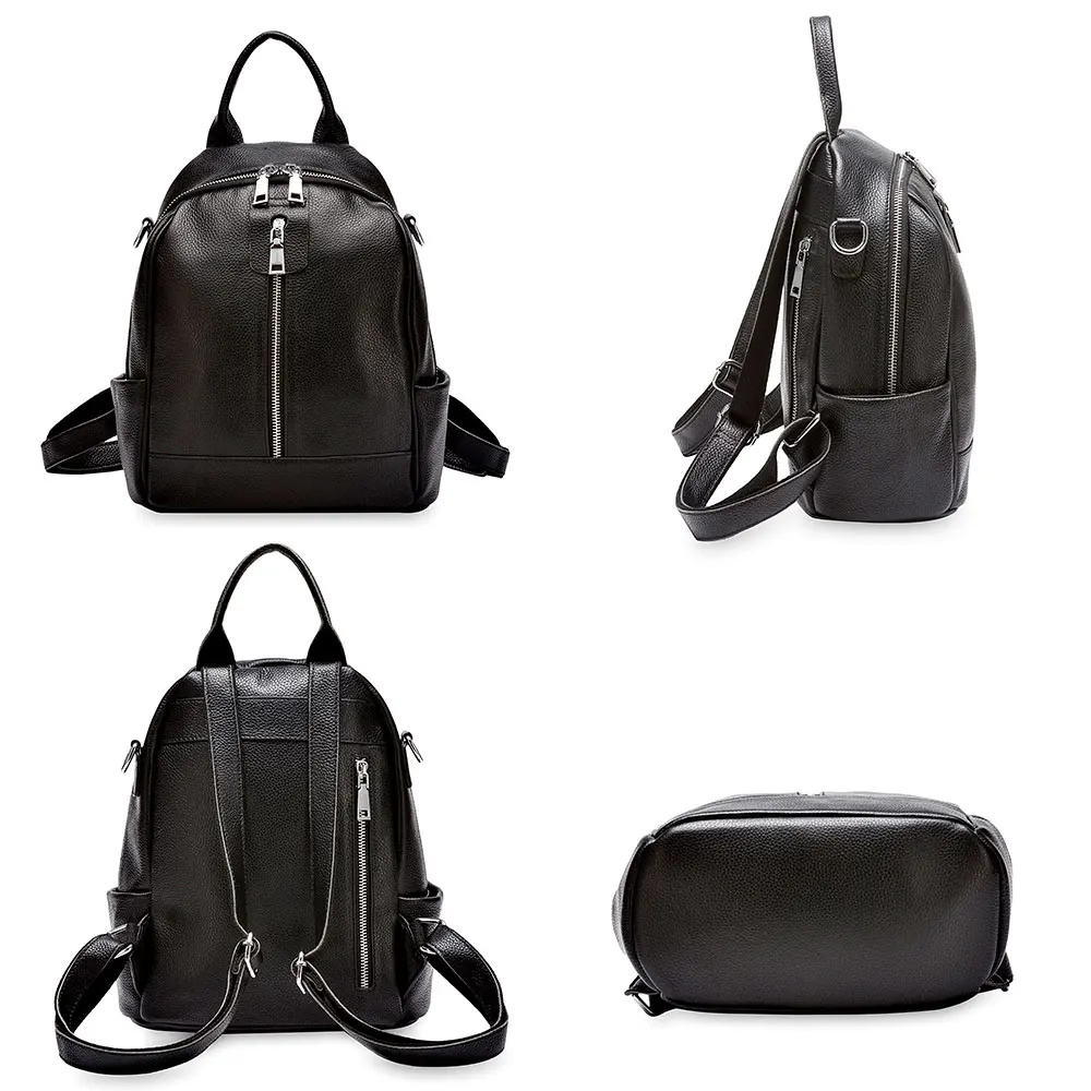 Zency Модный женский рюкзак из натуральной воловьей кожи, черные дорожные сумки для девочек, школьный ранец для ноутбука, ранец высокого качества
