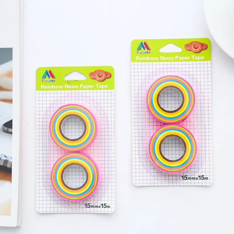 2 предмета/партия 1,5 см* 15 м высокого качества яркого Радуга Washi лента клейкая лента DIY Скрапбукинг Стикеры этикетки клейкая лента