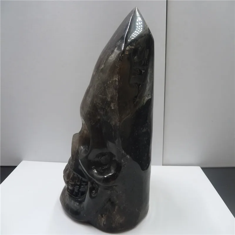 4lb натуральный кристалл дымчатого кварца резной череп Healing T125