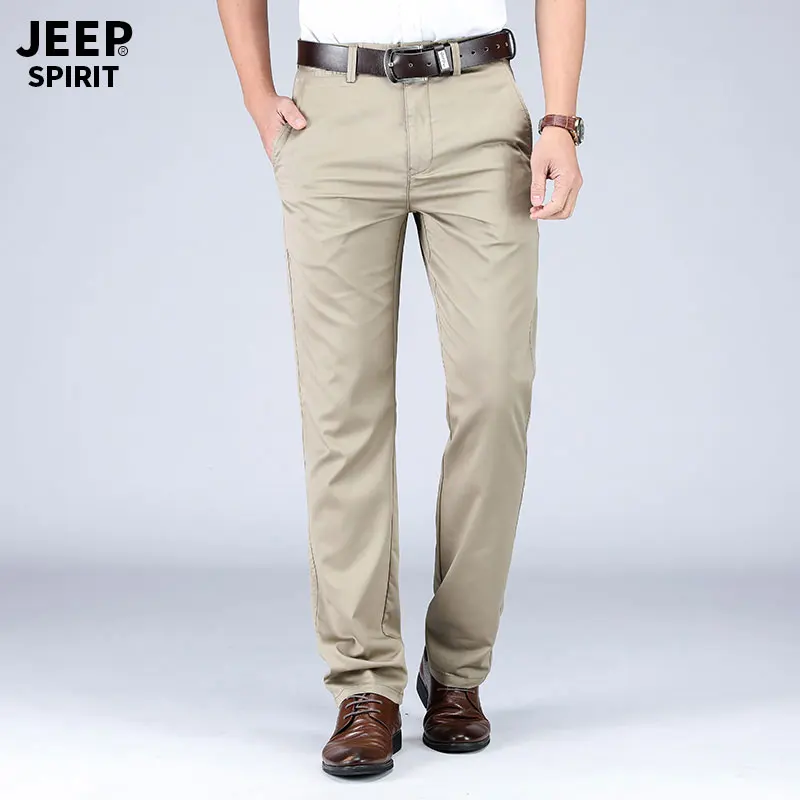 2019 Summer Autumn JEEP Brand Casual Suit Pants Straight Style Lyocell Men's Casual Mid Waist Cotton Pants Fashion Trousers (19)