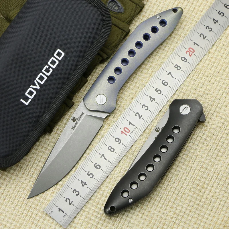 

LOVOCOPO BEAR CLAW Camping pocket knives Hunting Flipper folding knife S35VN blade Titanium Handle Outdoor Survival EDC tools