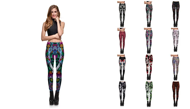 Day Of The Dead Costumes Womens Sugar Skull Costume Leggings Skulls Pants Halloween Dia De Los Muertos Calavera Legging|halloween costume|costums of