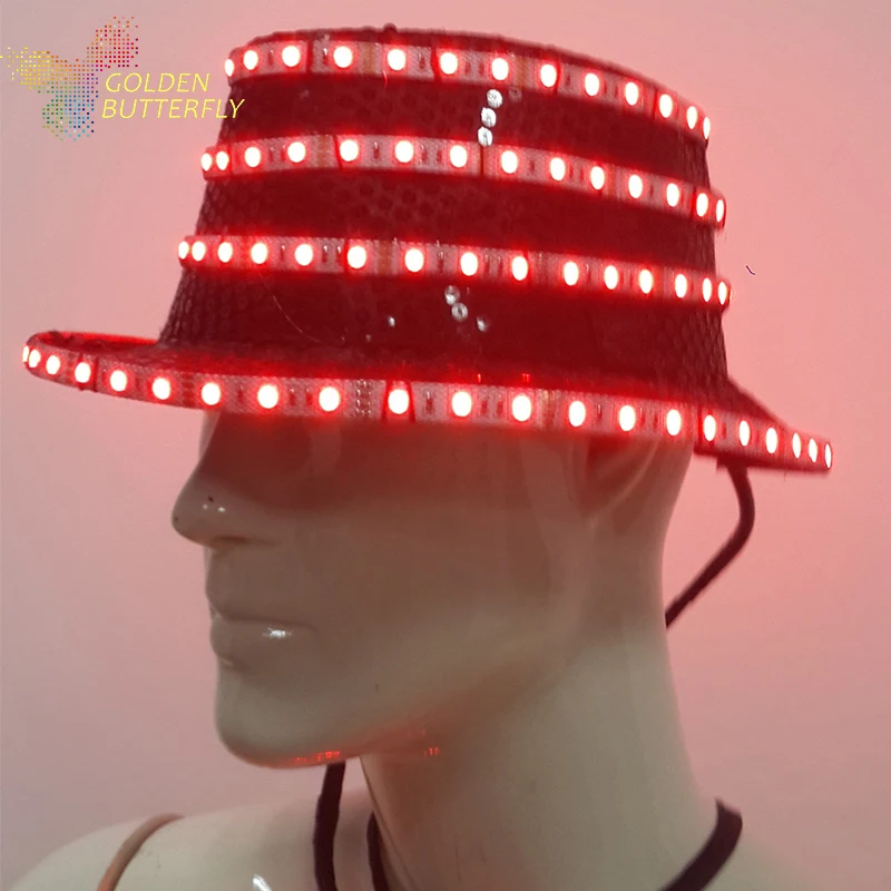 Led hat Новинка года Световой светящийся Для мужчин/унисекс Винтаж Воздуходувы джаз шляпа Трилби Дерби Кепки Стиль Шапки танец аксессуары