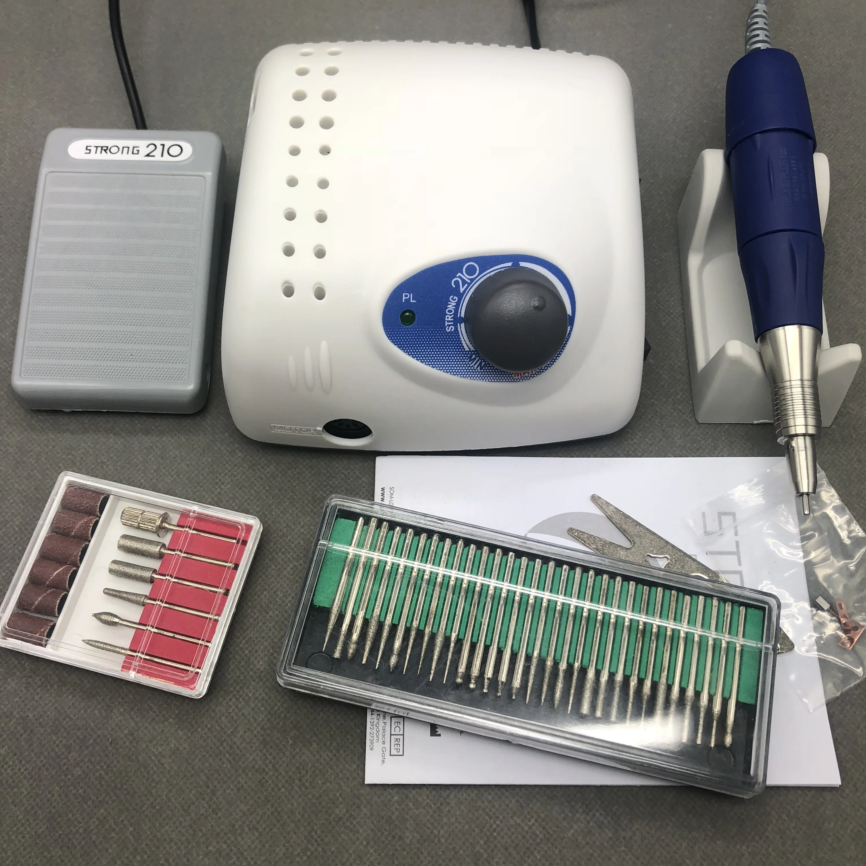 

65W 45000RPM Electric Nail Drill Machine Strong 210 plus 105L 2.35mm Model Manicure Pedicure Nail File Bit Nail Art Equipment