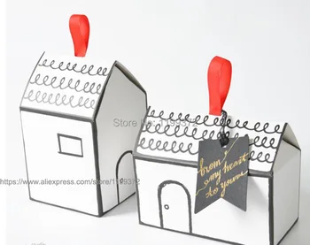 

200pcs Small House Paper Packing box nougat cookies candy box wedding gift Boxes gifts box Free DHL FEDEX Shipping