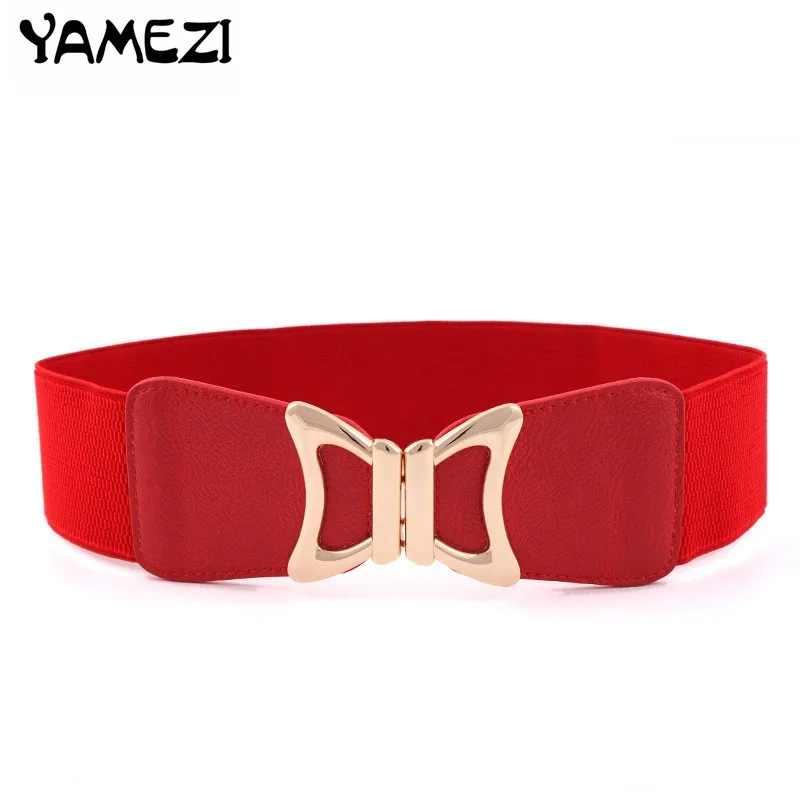 Butterfly Design Belt For Women Diamond Buckle Wide Elastic Stretch