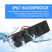 Interruptor basculante 5 Gang 12V para interruptores de circuito de barco marino para coche interruptor basculante ligero LED protegido contra sobrecarga para panel de circuito