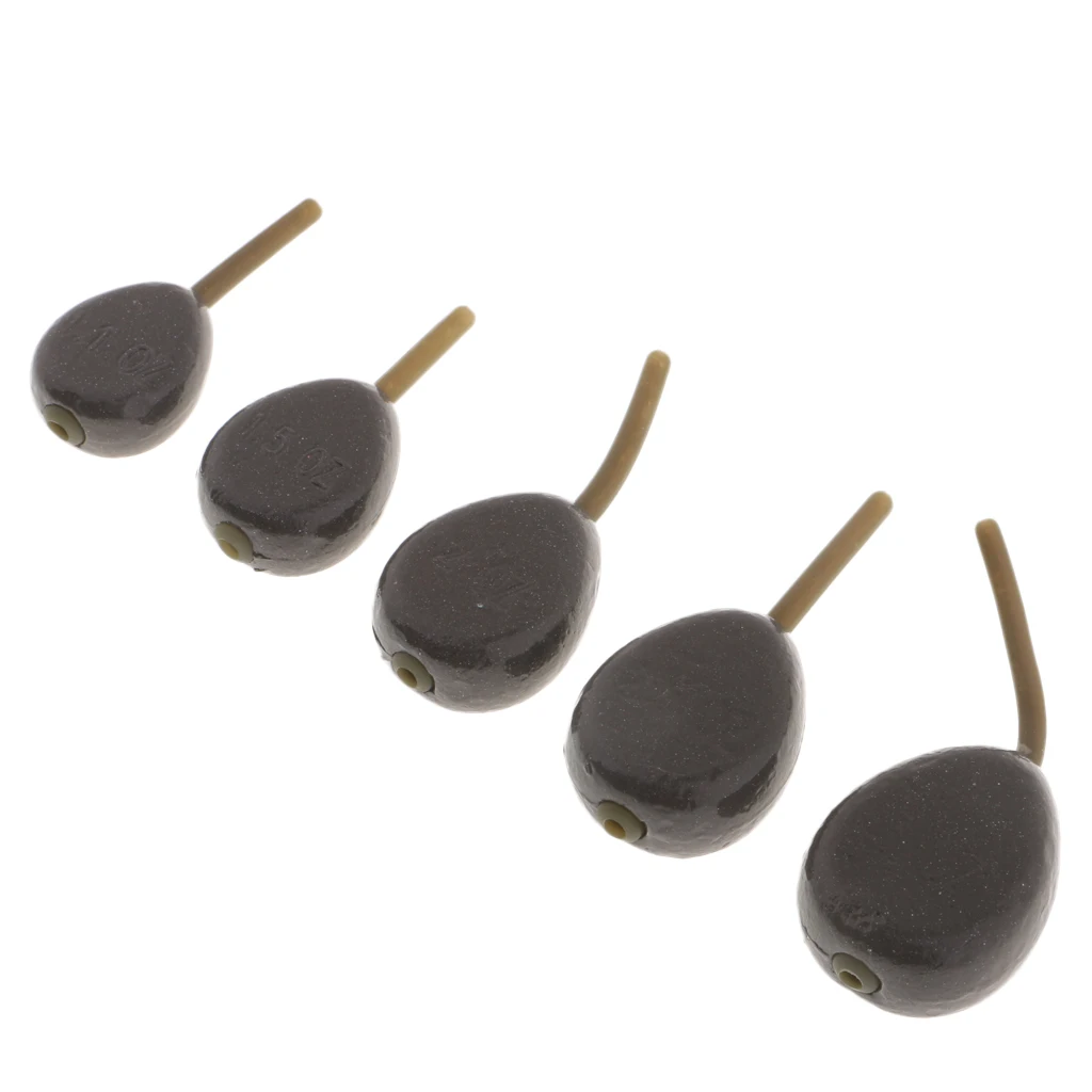 

5pcs Carp Fishing Weight Smooth Surface Fishing Sinker Lead Sinker Fish Tool Flat Pear Lnline Terminal Tackle
