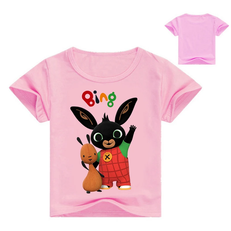 Новинка года; детская футболка с рисунком кролика и кролика; забавные летние топы для мальчиков и девочек; Повседневная Милая футболка для малышей; футболка
