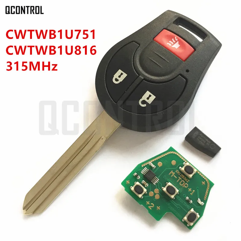 QCONTROL Автомобильный Дистанционный Ключ DIY для NISSAN CWTWB1U751 CWTWB1U816 Примечание Qashqai солнечное сильфи Tiida X-Trail 315 МГц с чипом