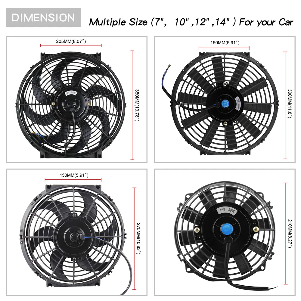 GRT-14 дюймов черный 12 в 90 Вт Электрический Универсальный Авто охлаждающий вентилятор радиатора горячий рад монтажный комплект CF003
