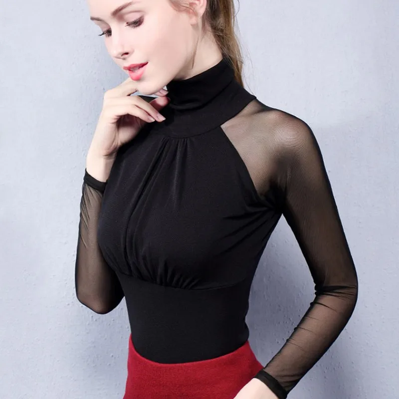 

2019 Women's Blouse Blusas Summer Autumn Casual Long sleeveTurtleneck Solid Loose Pullover Feminino Chiffon Blouse Shirt Tops