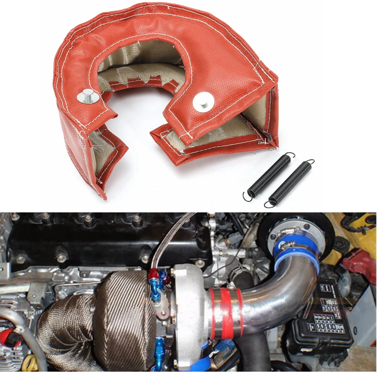 High quality Red Turbo Charger Heat Wrap Cover Blanket Heat Shield For