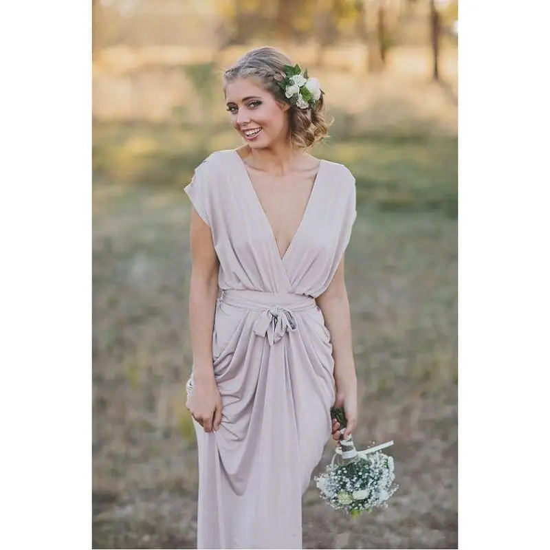 French Country Grey Boho Bridesmaid Dresses 2017 Modest