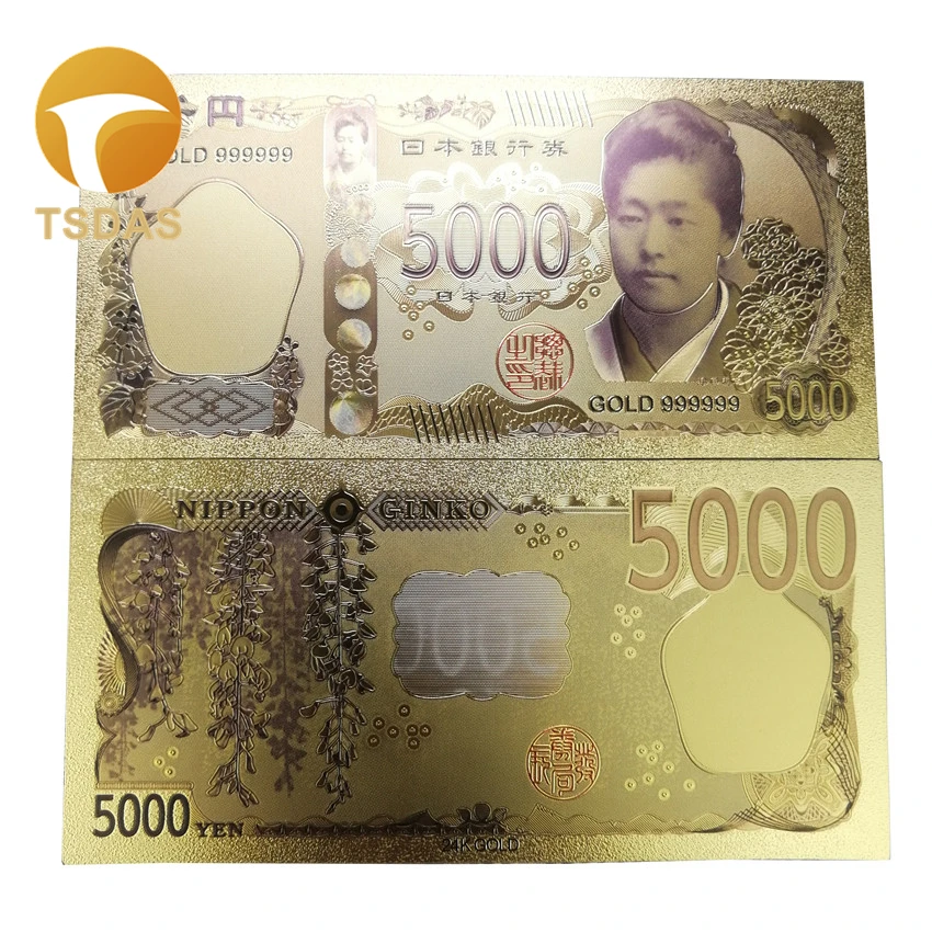 

Color Japan Gold Banknote 5000 Yen Banknotes In Gold Plated for Collection Business Gift