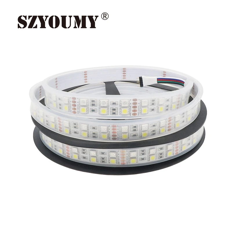 Szyoumy 5 м Двухрядные Водонепроницаемый 5050 SMD rgbw гибкие Светодиодные ленты rgbww RGB+ белый/теплый белый DC12V 5 м 120LED/m 600 светодиоды
