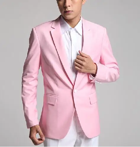 

Hot Sale Custom Made Pink Groom Tuxedos Party Suit Dinner Groomsman Suit ( jacket+Pants+tie)