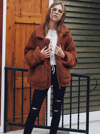 Женское зимнее теплое пальто из искусственного меха, верхняя одежда с длинным рукавом, женская короткая стильная Меховая куртка, брендовая одежда 9 цветов - Цвет: 07