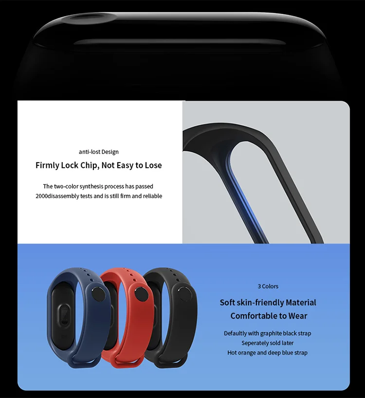 Xiaomi mi Band 3 умный Браслет mi Band 3 большой сенсорный экран OLED частота сердечных сокращений сообщения Smartband