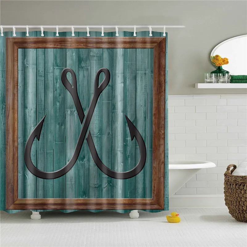 Скандинавские полосатые водонепроницаемые занавески для душа в ванной, украшение дома, якорь для ванной, моющиеся занавески