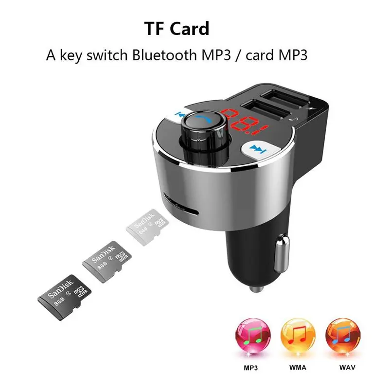 Fm передатчик Bluetooth Автомобильный радиоадаптер громкой связи с двойным usb портом