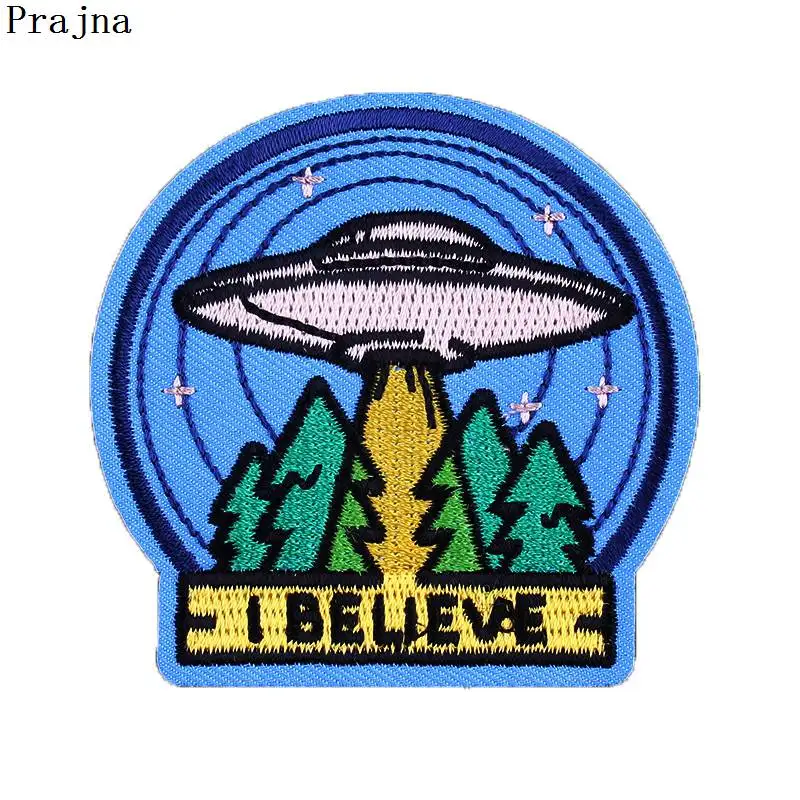 

Prajna UFO Planet Patches I Believe DIY Garment Summer Style Embroidery Patch Stickers On Clothes Decoration Applique Rock Band