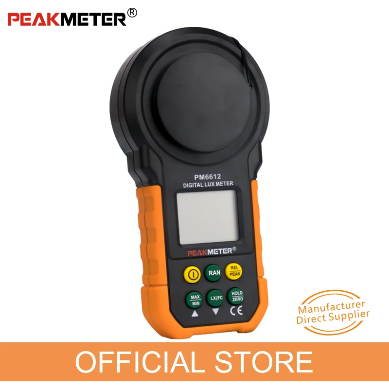 Kopen Officiële PEAKMETER PM6612 Digitale Analoge Bar Light Lux Meter 200000 lux Handheld Licht Meter voor Licht Meten