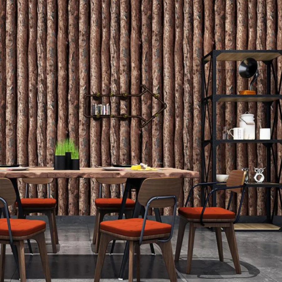 

Vintage 3D Faux Round Wood Wallpaper Non-woven Moisture-proof Household Decoration Wallpaper Roll Bedroom Living Room Background