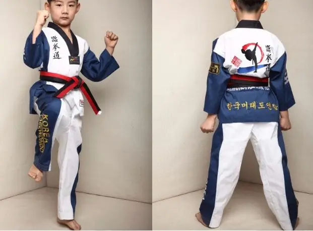 unisex boys&girls kids embroidery taekwondo suits TKD clothing children ...