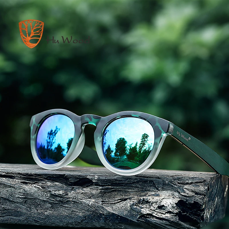 

Hu Wood New Vintage Round Sunglasses Women Brand Designer Retro Round stripe Sun Glasses Female Oculos De Sol Feminino Gafas