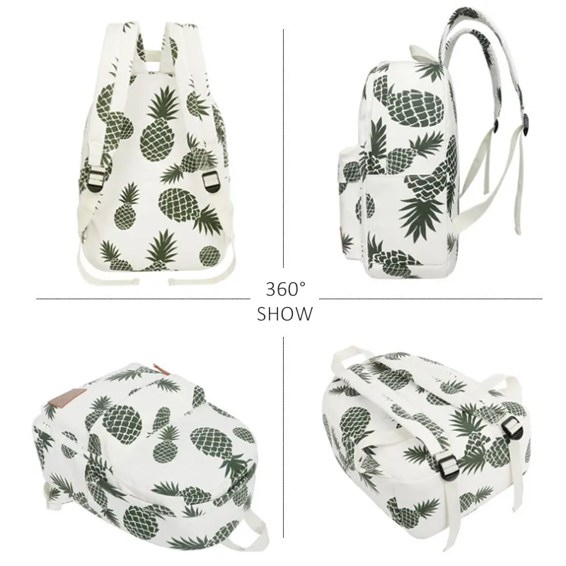 Las mujeres de impresión de lienzo mochila mochilas para las chicas bolsa verde piña mochila GRANDE DE VIAJE mochila escolar Las mujeres de impresión de lienzo mochila mochilas para las chicas bolsa verde piña mochila GRANDE DE VIAJE mochila escolar