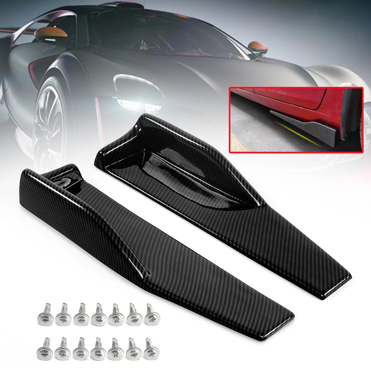 

Universal Car Body Side Skirts Stickers Rocker Splitters Diffuser Winglet Wings Bumper Car Carbon Fiber Color Look Modified
