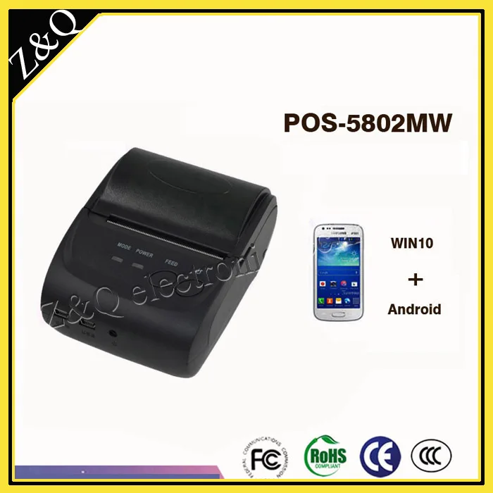 

58mm Portable Thermal Receipt Printer POS-5802MW support windows Android No battery No Bluetooth