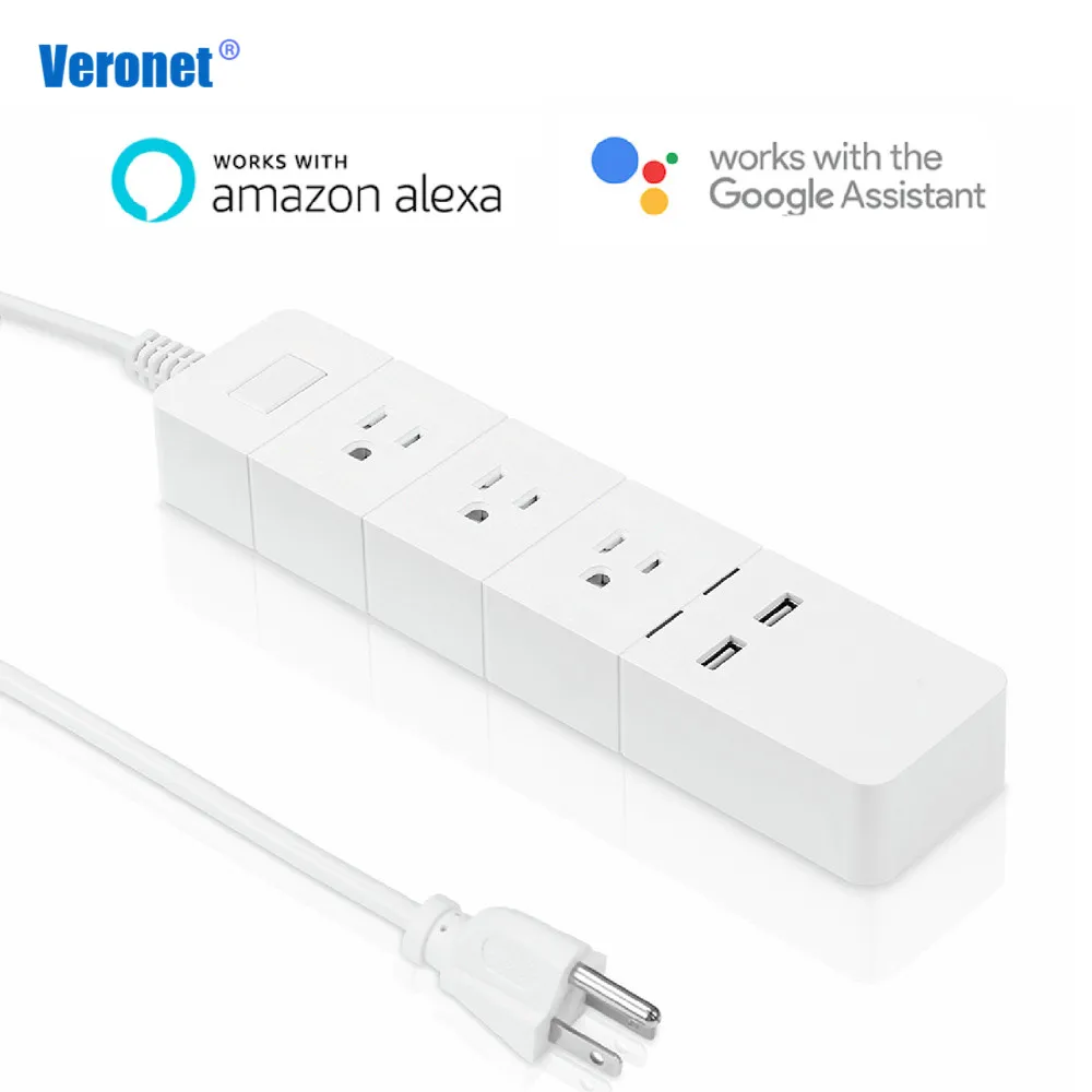 

Veronet WIFI Smart Outlet Power Strip Switch Socket Plug Timer 100 -120V work Google Home Alexa Echo Smart House Home Automation