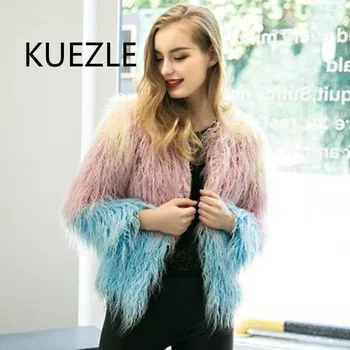 

Teddy velvet autumn fur coat 2019 stitching furry fashion coats elegant imitation fur winter fur coat jacket Fringed furs 3XL