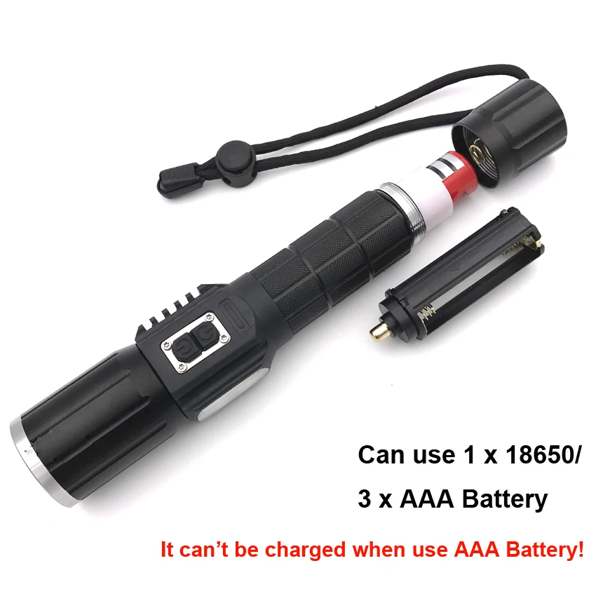 Тактический фонарик ультра яркий фонарик высокой мощности перезаряжаемые T6 светодиодный фонарик 18650 Факел USB светодиодная вспышка света лампы