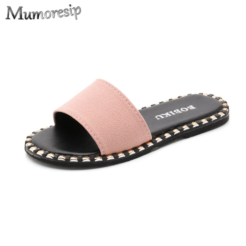 Mumoresip Children's Sandals Big Girls Slippers Beach Slides For Kids &amp Moms Family Matching Anti-skid Open Toe Fashion Soft New |