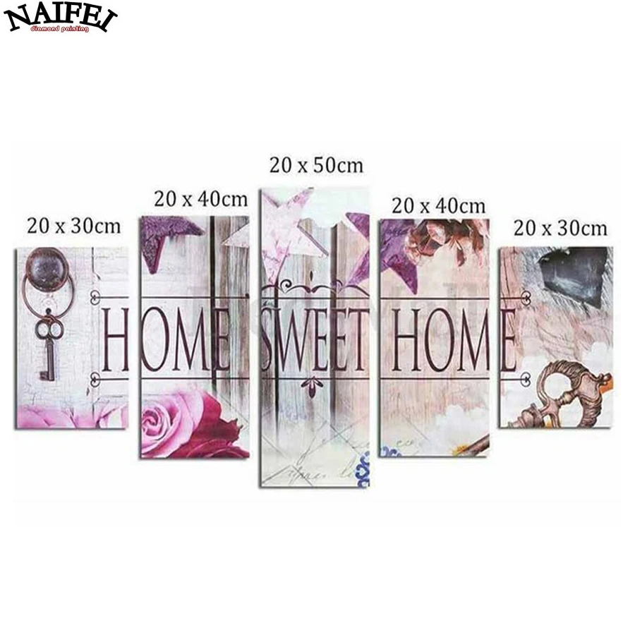 

Home Sweet Home 3D DIY Diamond Painting 5PCS Multi-Pictures Combination Embroidery Mosaic Cross Stitch Home Decoration
