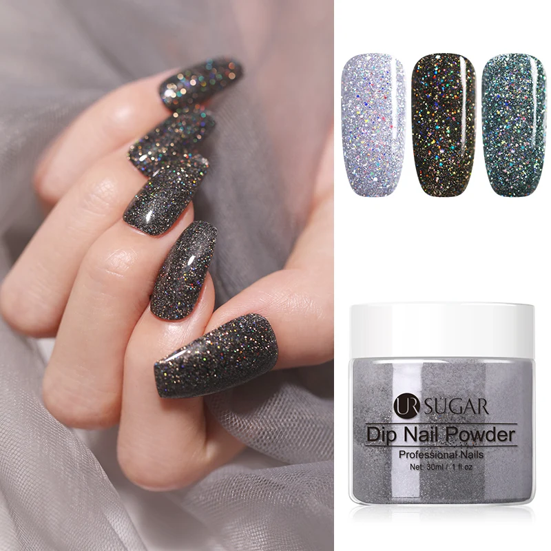 

UR SUGAR 30ml Holographic Dip Nail Powder Glitter Gradient Natural Colors No Lamp Cure Summer Series French Nail Art Powder