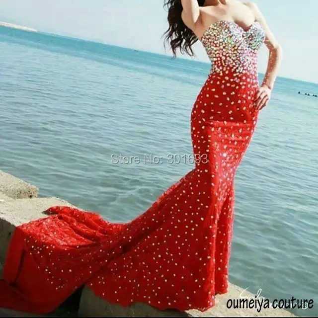 Rhinestone Red Dresses