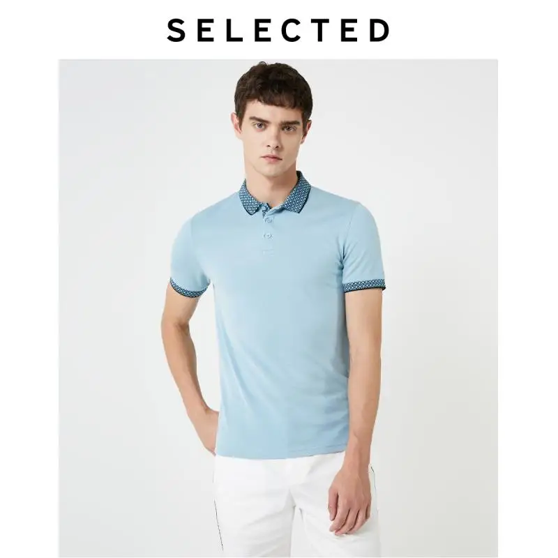 

SELECTED Men's Summer Checked Dots Turn-down Collar Poloshirt S|419206574