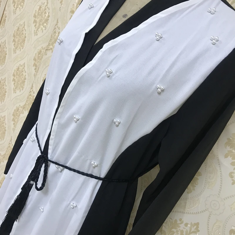 Мусульманский кардиган F8866 1 халат ручной работы с жемчугом Abaya женское платье