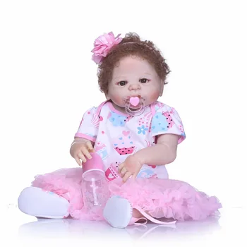 

57cm Full Body Silicone Reborn Baby Doll Toys For Girls Bonecas Newborn Princess Bebe Alive Babies Present Gift Bathe Toy