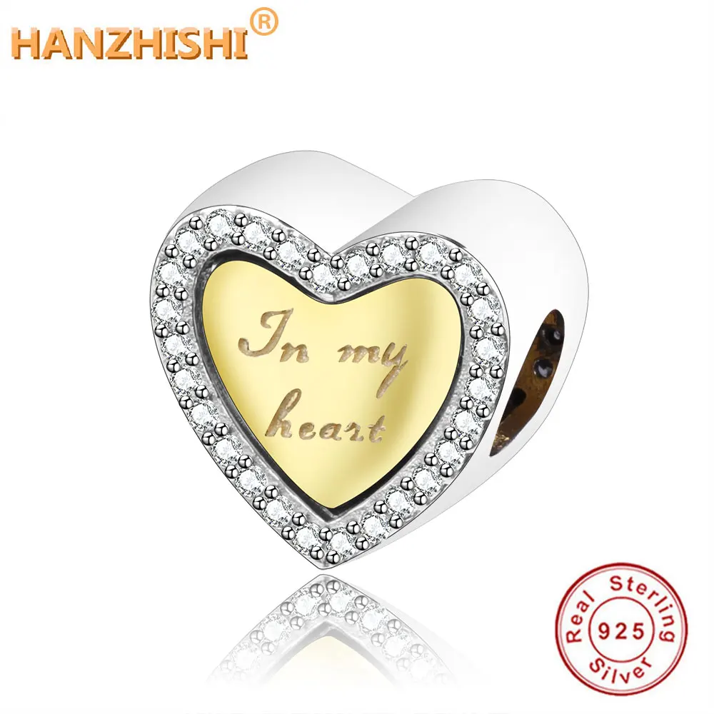 

2019 Summer Authentic 925 Sterling Silver Letters In my heart Charm Beads Fit Original Pandora Charm Bracelets Women DIY Jewelry