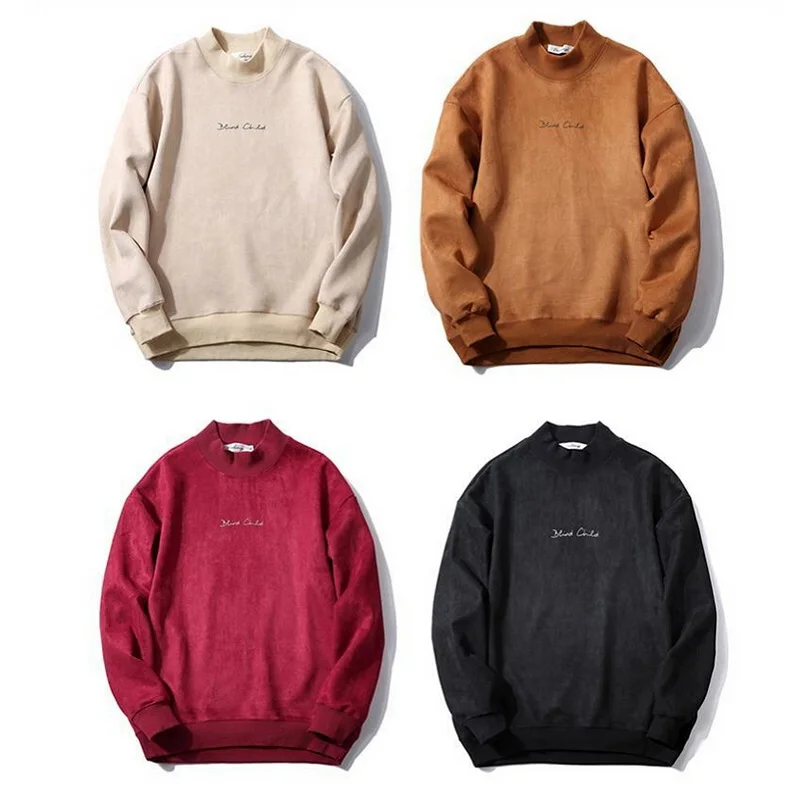 

Pullover Suede Solid Hoodies Men O-neck Autumn Winter Sports Training Exersise Sweater Homme Kanye Sweatshirts Sportswear