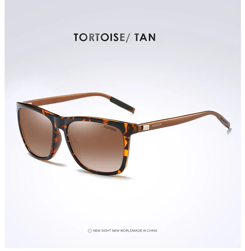 AORON, Мужские поляризационные солнцезащитные очки, мужские классические квадратные солнцезащитные очки, UV400, зеркальные, алюминиевые, для ног, очки - Цвет линз: Brown Brown