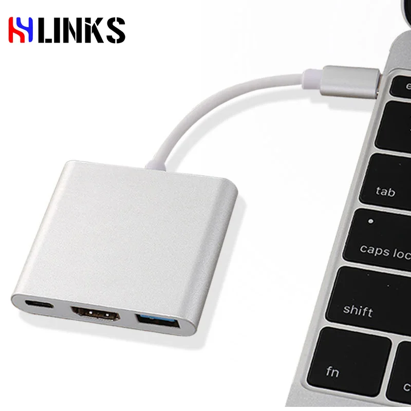 HYLINKS Тип C USB 3 1 4 К HDMI USB3.0 адаптер 3in1 концентратор для Macbook телефон к компьютеру тип