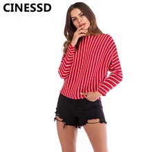 CINESSD Women Striped Knitted Pullover Sweater Black Round Neck Long Sleeves Solid Casual Tops Knitwear Tee Shirts Thin Sweaters black round neck flared sleeves blouse