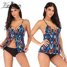 VGTOWN плюс размер 5XL купальники винтажный принт отжимать танцини купальники женские из двух частей купальный костюм Пляжная одежда большой