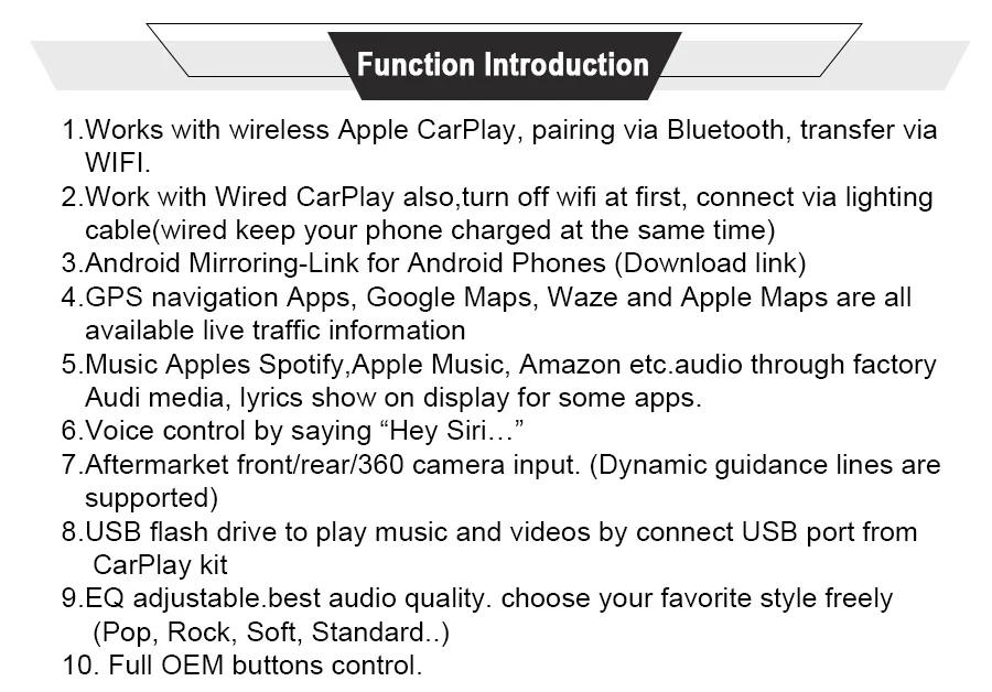 Joyeauto Wifi Wireless Carplay Android Auto Mirror Retrofit for Mercedes C CLA CLS class NTG 5.1 5.2 5.5 support Reverse Camera